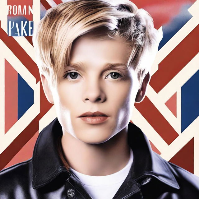 Generate a portrait of Ronan Parke, the British pop singer, in a realistic style with a bustling concert scene behind him.