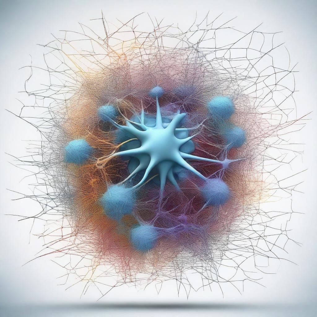 A large, complex neuronal network in the form of a ball, with distinct neurons symbolizing biases and weights