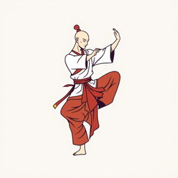 A simplified graphic depiction of a male Buddhist dancer performing a traditional dance move