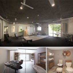 An expansive 2500 square feet family salon featuring a specialized photography space and inviting private rooms, all designed in a comfortable and contemporary aesthetic.