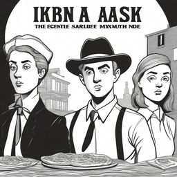 A detective story in a dark, black and white graphic novel style reminiscent of Charles Burns, featuring three pizza makers as main characters