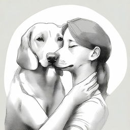 Illustrate a heartwarming scene of a loyal dog nuzzling its human companion to express gratitude