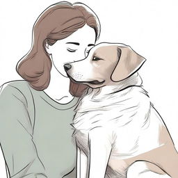 Illustrate a heartwarming scene of a loyal dog nuzzling its human companion to express gratitude