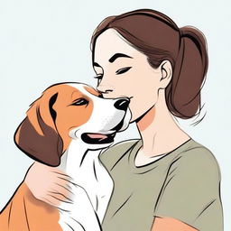 Illustrate a heartwarming scene of a loyal dog nuzzling its human companion to express gratitude