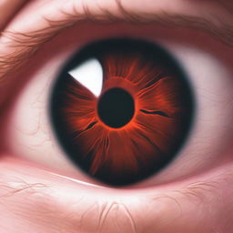 Visualize a detailed close-up of a human eye exhibiting tarsal and bulbar inflammation of the conjunctiva, showcasing the redness and swelling associated with this condition