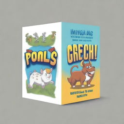 Create an image for a card game packaging featuring various animals equipped with unique super powers, presented in a dynamic and exhilarating fashion