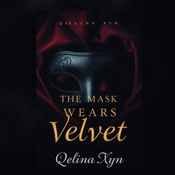 A book cover design featuring a dark, atmospheric background with muted shades of black, deep velvet red, and subtle gold accents