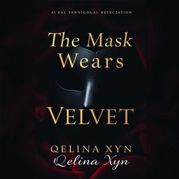 A book cover design featuring a dark, atmospheric background with muted shades of black, deep velvet red, and subtle gold accents