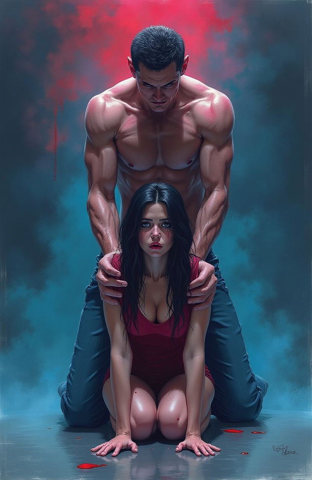 A marker style illustration depicting a gripping paranormal romance scene