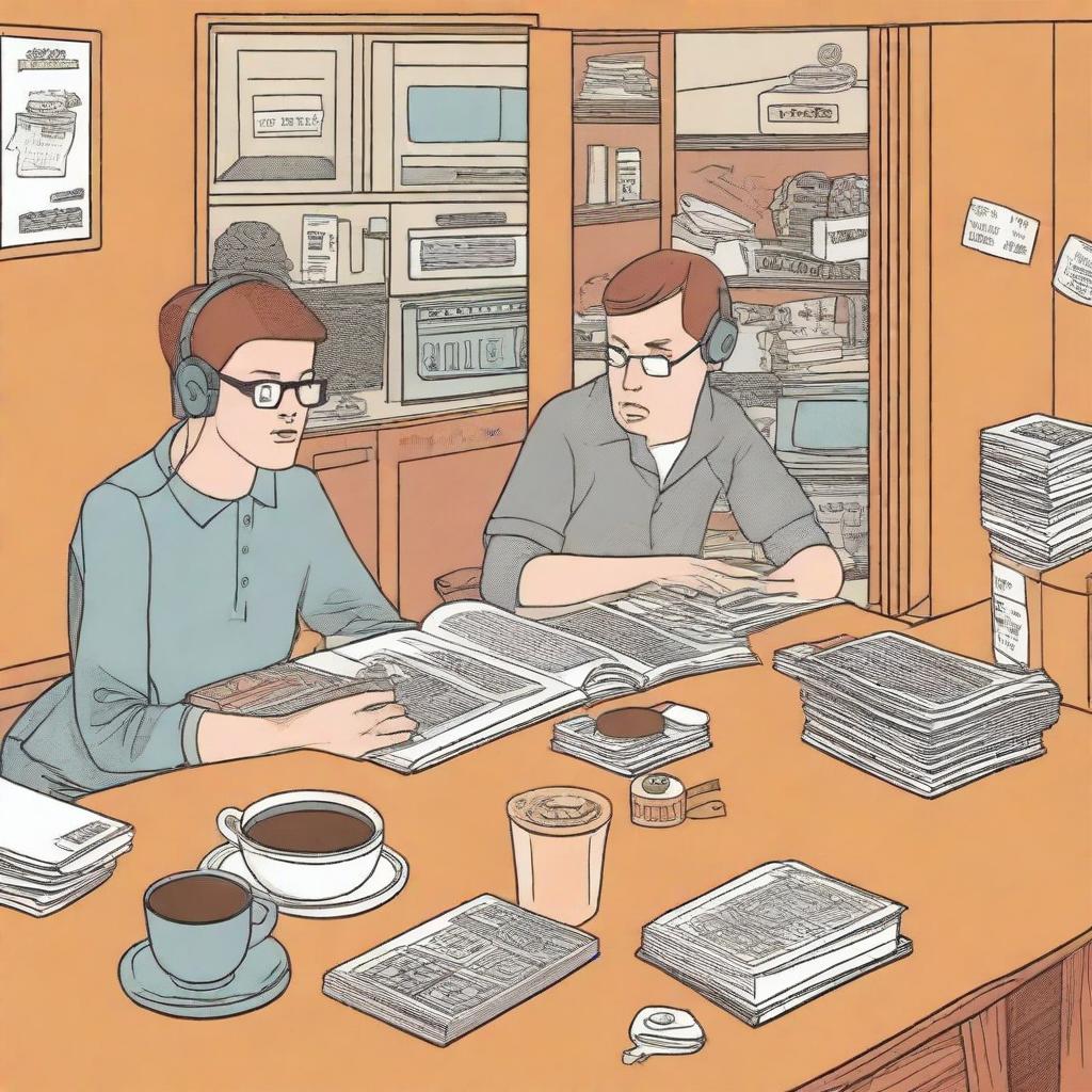 A multi-cased graphic novel page blending the styles of Daniel Clowes and Chris Ware, portraying a scene of a spilled coffee in an apartment shared by three girl DJ roommates of diverse races, featuring DJ controllers