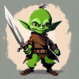 Generate a portrait of a cool goblin swordmaster, known for his skill and charisma