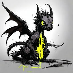 Generate an image of a black wyrmling dragon, characterized as the 'King of Rats'