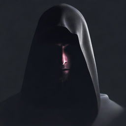 Generate an image of a menacing dark magic user, cloaked in enigmatic shadows, with his face replaced by an even darker void.