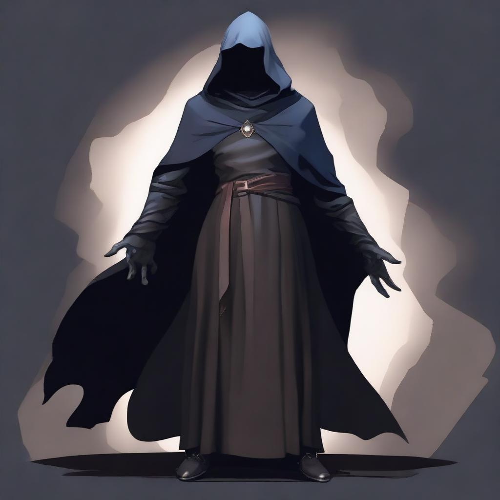 Generate an image of a menacing, cloaked dark magic user