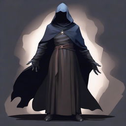 Generate an image of a menacing, cloaked dark magic user