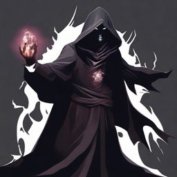 Generate an image of a menacing, cloaked dark magic user