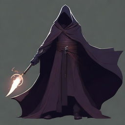 Generate an image of a menacing, cloaked dark magic user