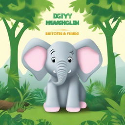 Create a humorous 6x9 book cover for Amazon KDP, featuring a playful elephant in a jungle, looking backward with a large goofy grin on its face