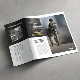 Create a modern brochure showcasing the ITS, a training tool for forces combating terrorists in urban environments