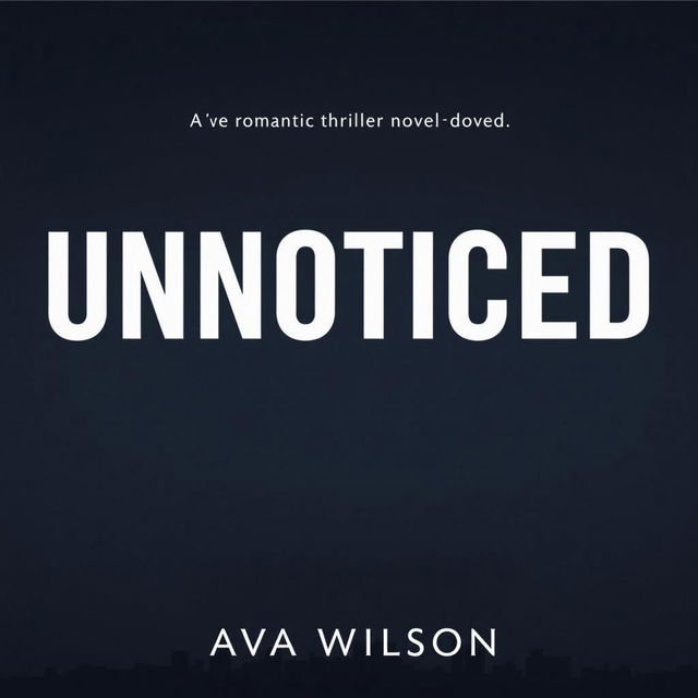 A minimalist book cover design for the romantic thriller novel titled 'Unnoticed' by Ava Wilson