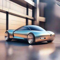 Create an image of a futuristic car, envisioning what a Renault 6 from 1980 might look like if it was crafted with technology from the year 2050