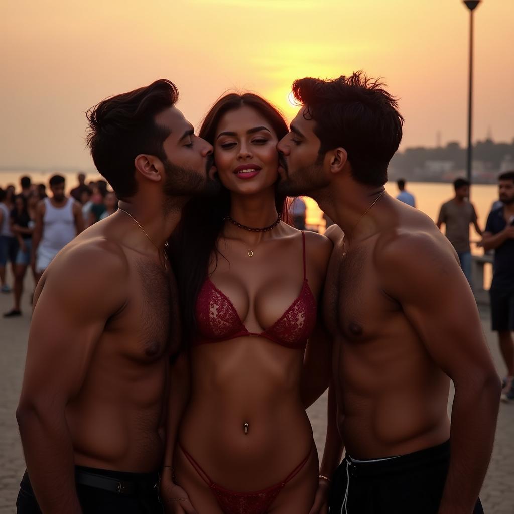 A vibrant and sensual scene at Bandra Bandstand during the enchanting evening