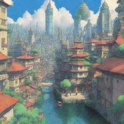 An expansive anime-style city infused with intricate details and endless skyscrapers.