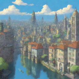 An expansive anime-style city infused with intricate details and endless skyscrapers.