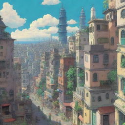 An expansive anime-style city infused with intricate details and endless skyscrapers.