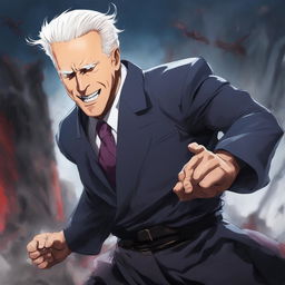 Joe Biden depicted as a monstrous curse in the style of Jujutsu Kaisen.