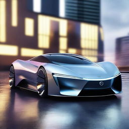 An awe-inspiring futuristic car, with sleek lines, cutting-edge technology and radiant lights.