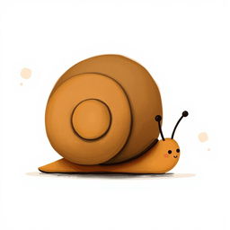 A small brown snail in the distinctive style of Jon Klassen, featuring a whimsical and minimalist aesthetic