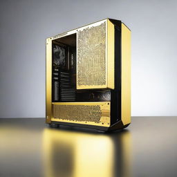 A shimmering golden gaming computer