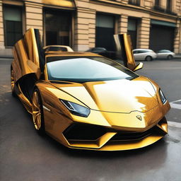 A futuristic, shimmering golden Lamborghini