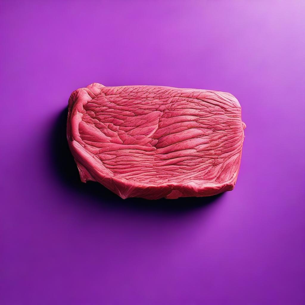 A piece of beef in a striking shade of purple