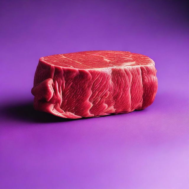 A piece of beef in a striking shade of purple