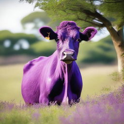 A cow in an unusual shade of purple