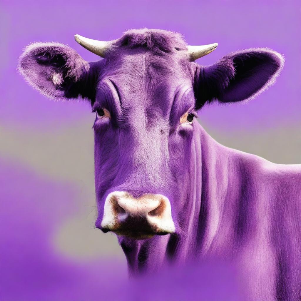 A cow in an unusual shade of purple