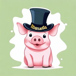 A cute pig wearing a top hat with the inscription 'Nanda'.