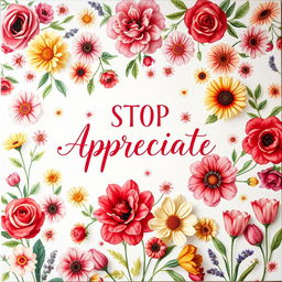 A beautiful white canvas adorned with a vibrant array of colorful floral patterns, showcasing various flowers such as roses, daisies, and tulips