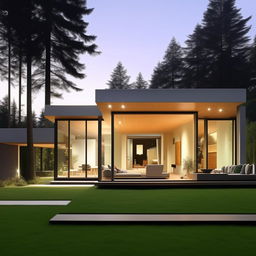 Generate an image of an optimal, state-of-the-art house designed for comfort and functionality.