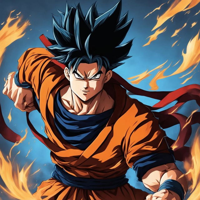 Goku reimagined completely in the style of Jujutsu Kaisen, with no elements of Dragonball.