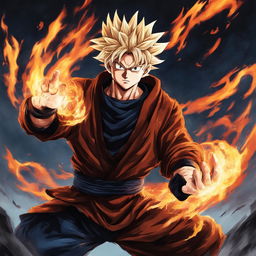 Goku reimagined completely in the style of Jujutsu Kaisen, with no elements of Dragonball.