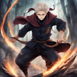 Harry Potter reimagined as a Jujutsu Kaisen character in an epic digital art image.