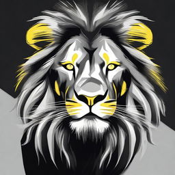 Fierce and powerful lion with glowing yellow eyes in a monochrome realistic style.