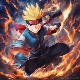 Ash Ketchum reimagined as a Jujutsu Kaisen character in an epic digital art image.