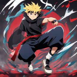 Ash Ketchum completely reimagined in the style of Jujutsu Kaisen, with no elements of Pokemon.