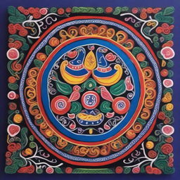 Create an image of stunning, colorful Patachitra artwork from Bangladesh