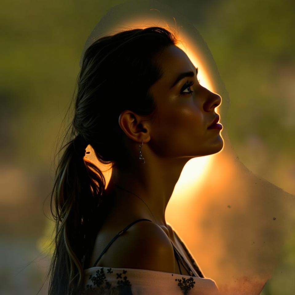 A cinematic movie cover for a film titled "Eclipse" featuring a young woman with long black hair, wearing a stylish black outfit, adorned with a statement ring and a choker necklace