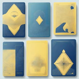 Simplify the design of a card game background with softer, subtle cellular structures in blue and yellow color scheme, focusing on clean lines and minimalistic art